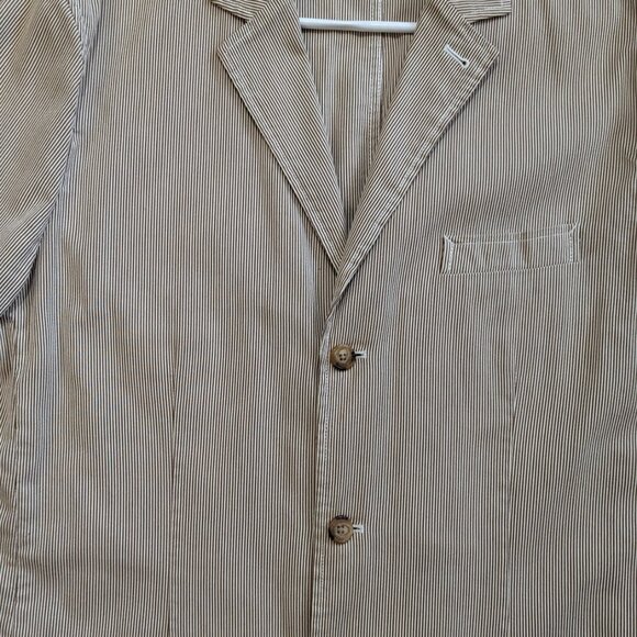 J. Crew Seersucker Suit JAcket Unstructured Sport Coat Blazer red/white size XL - Picture 3 of 11